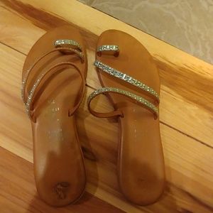 Light aqua, sparkly sandals